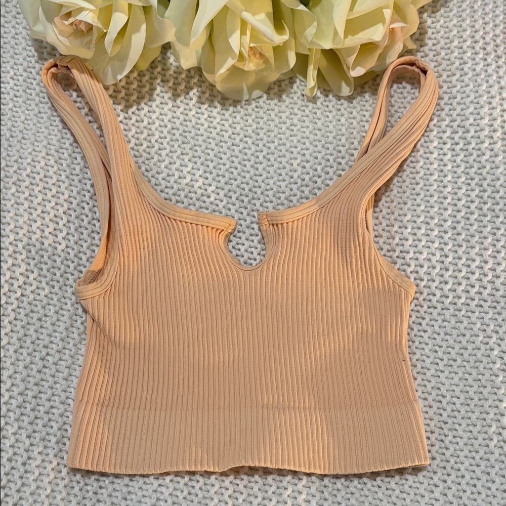 Tilly's Peach Ribbed Crop Top